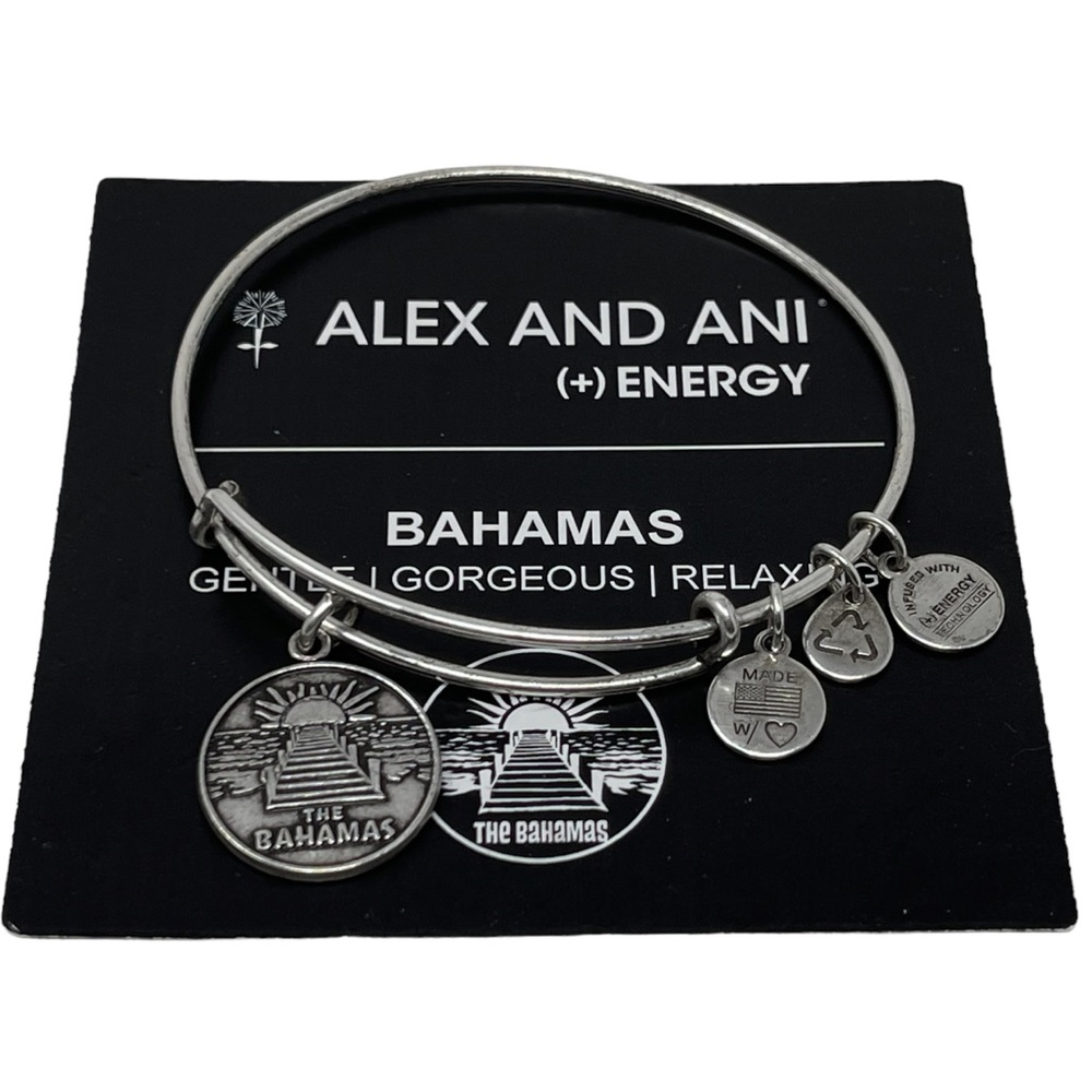 Alex & Ani Gift The Bahamas Silver Charm Bangle Bracelet